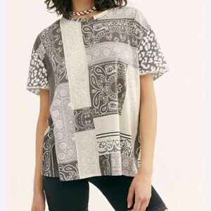 Free people we the free paisley clarity ringer oversized tee tshirt
